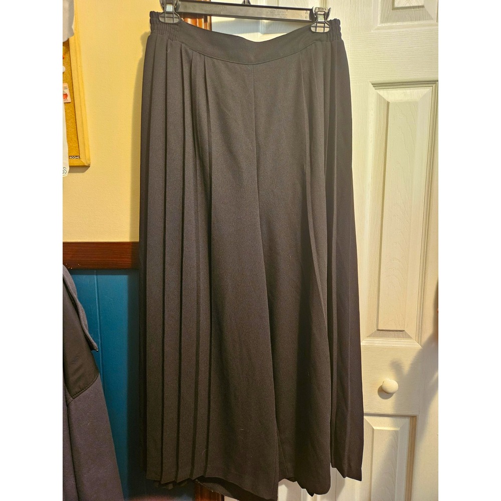 Ashley Stewart Black Pleated Wide Leg Culotte Pants — Women's Plus Size 16
